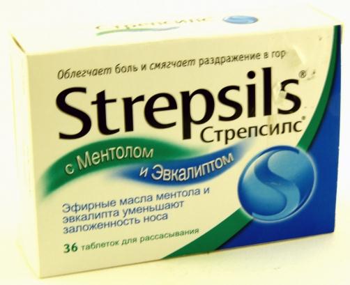 картинка Стрепсилс с ментолом и эвкалиптом таб. д/рассас №36